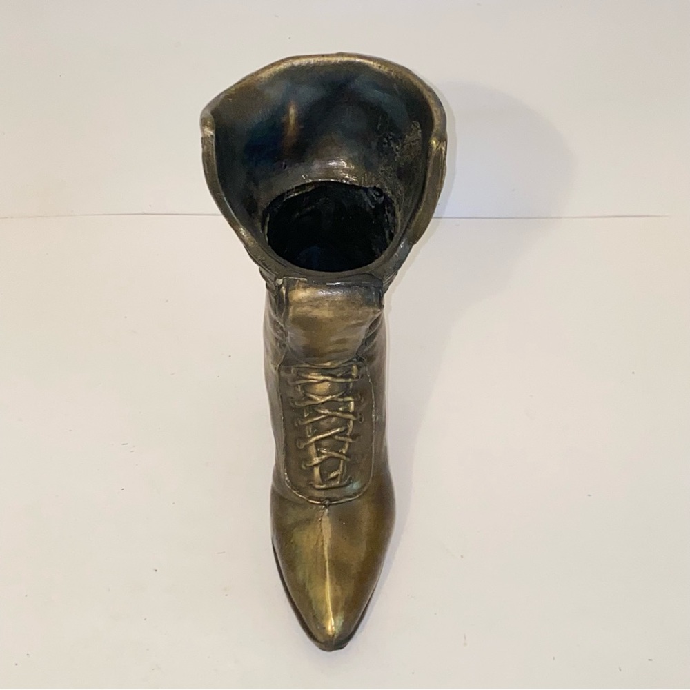 Vintage Cast Bronze Victorian Boot Planter - Picture 8 of 13